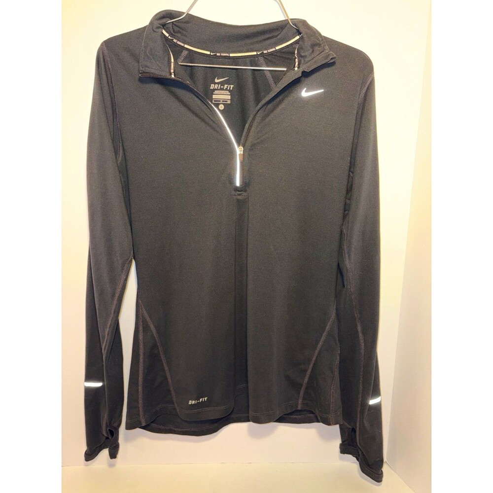 Nike Dri-FIT Women's Black Mock Neck 1/4 Zip Long Sleeve Athletic Top S
